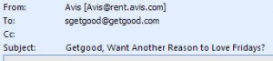 Email Header from Avis Promo Email Header from Avis Promo